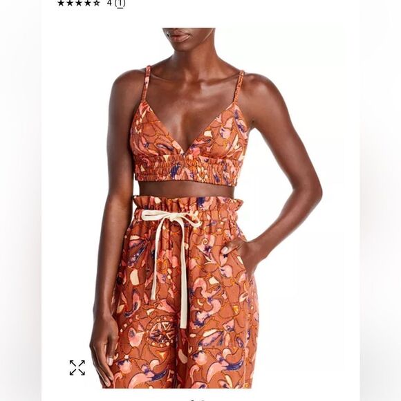 A.L.C. Lana Bra in Bronze Tone Multi  Size 12Floral Print Women's Top - Picture 2 of 3